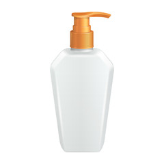 Plastic Clean White Bottle With Yellow Dispenser Pump