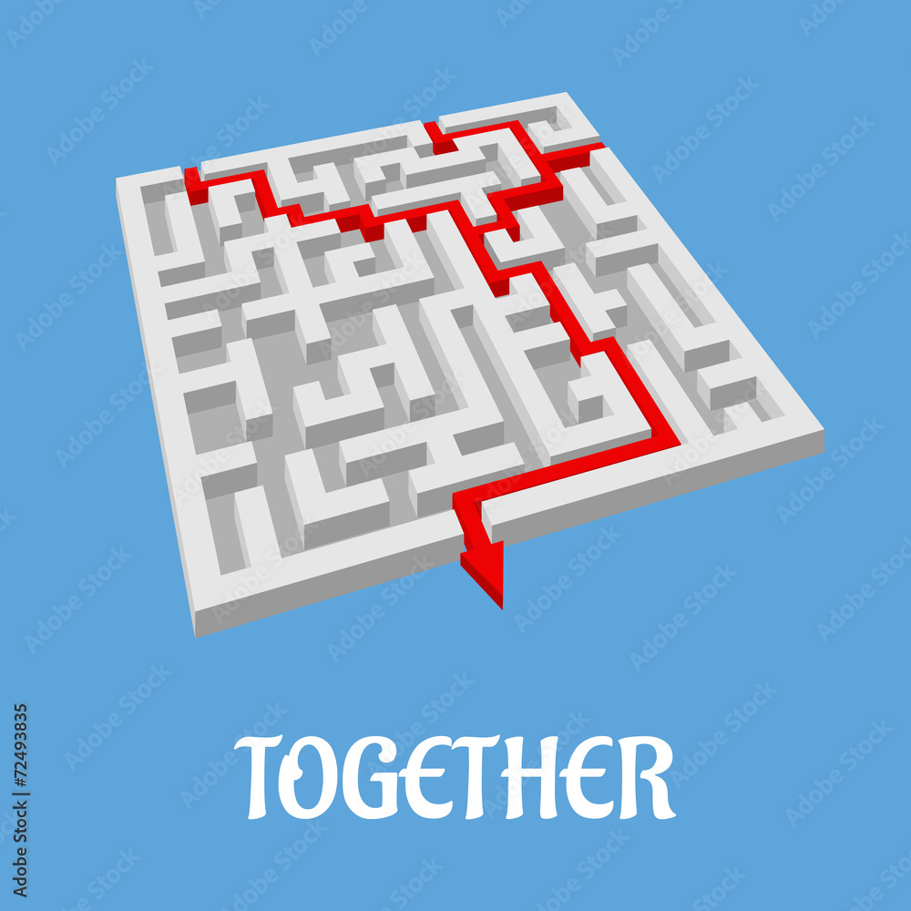 Poster labyrinth puzzle showing two alternative routes
