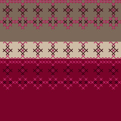 Embroidered textile ornamental seamless cross-stitch pattern