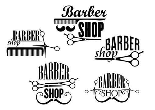 Barber Shop badges or signs set