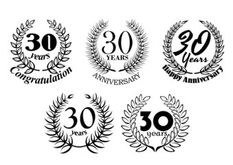 Set of 30 Years anniversary laurel wreaths