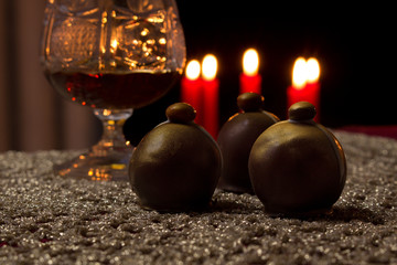 Liquer candies in romantic atmosphere