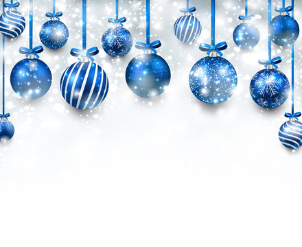 Arc background with blue christmas balls.