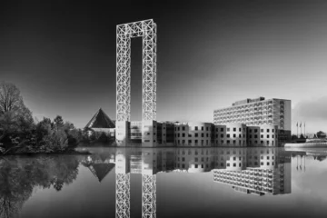 Fotobehang Modern Architecture in Black and White © gqxue