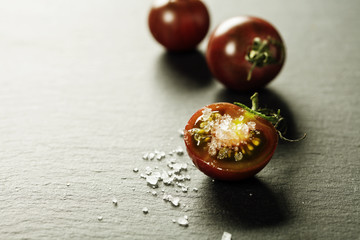 Fresh grape tomatoes with  salt