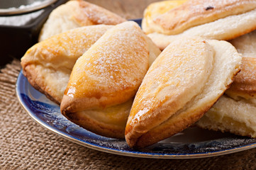 Cookies with cottage cheese sprinkled with powdered sugar