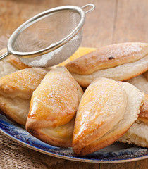 Cookies with cottage cheese sprinkled with powdered sugar