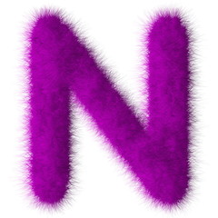 Fototapeta premium Purple shag N letter isolated on white background