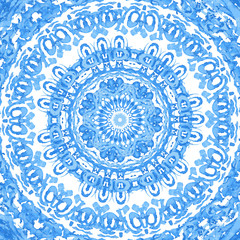 Watercolor vector gzhel. Doily round lace pattern, circle backgr