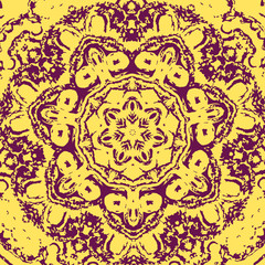 Watercolor gzhel. Doily round lace pattern, circle background wi