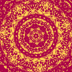 Watercolor gzhel. Doily round lace pattern, circle background wi