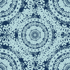 Seamless doily watercolor vector gzhel pattern. Decorative ornam