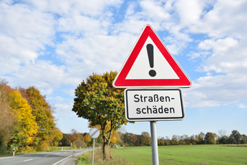 damage roads germany traffic sign