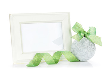 Photo frame and christmas decor with ribbon
