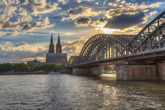 sunset at Cologne city of Germany