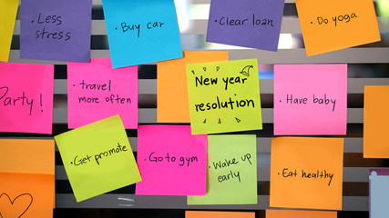 new year resolutions post it