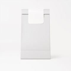 White paper bag with white sticker