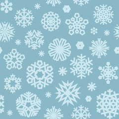Christmas Seamless Blue Pattern with a Snowflakes