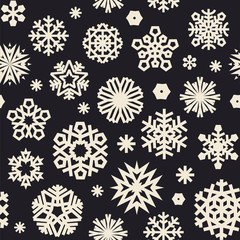Christmas Seamless Black and White Pattern with a Snowflakes
