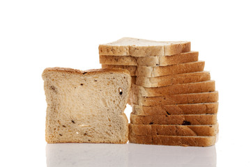 square pieces of bread on white