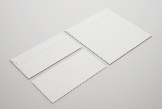 White envelopes on light background
