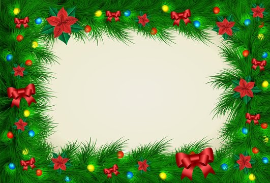 Christmas vector frame for picture and text horizontal