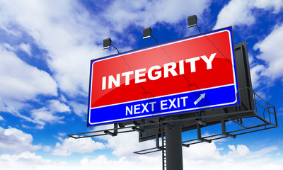 Integrity Inscription on Red Billboard.