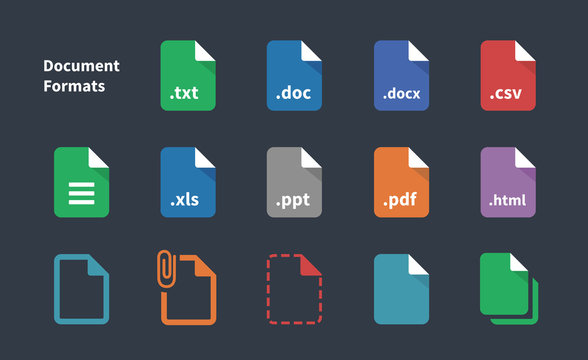 Set of Document File Formats icons.