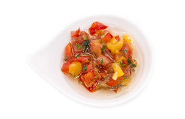 sauces on a white background in the restaurant