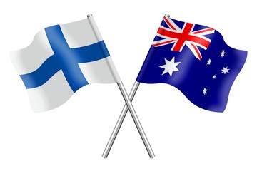 Fototapeta premium Flags: Finland and Australia