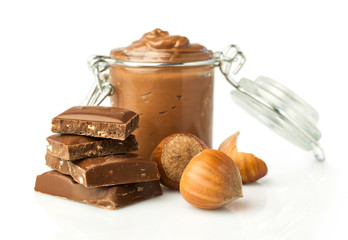 nut butter and chocolate with hazelnuts