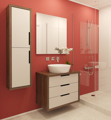 Modern bathroom interior.