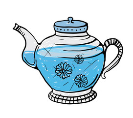 Teapot sketch, vector illustration