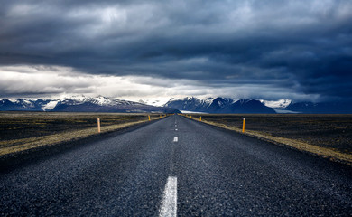 Winding mountain road, Iceland
