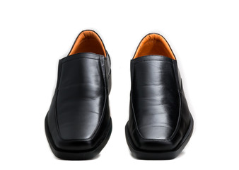 Black glossy man shoe isolated
