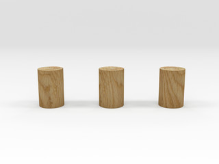 Three wooden blocks