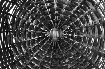 black-and-white wooden cobweb / texture wicker basket