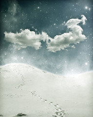 Christmas background with snowy path