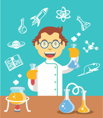 Chemistry scientist color flat vector illustration