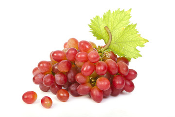 Red grape with leaf isolated
