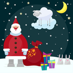 funny cartoon picture for winter holiday greeting card