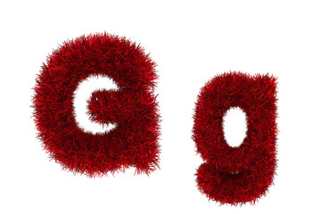 red grass letters, upper and lowercase