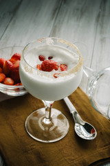 Cream and strawberries
