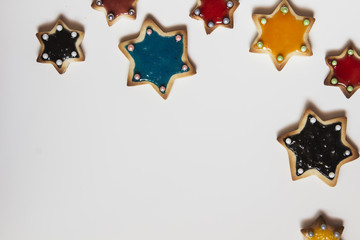 Christmas handmade cookies stars on white background