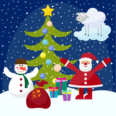 funny cartoon winter holidays set