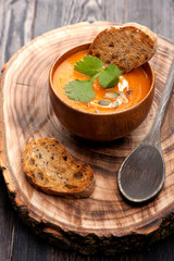 pumpkin soup and bread