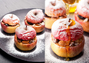 Collage baked stuffed apples