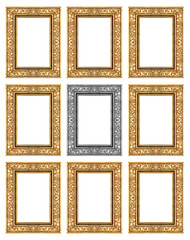 set 9 of vintage gold - gray frame isolated on white background.