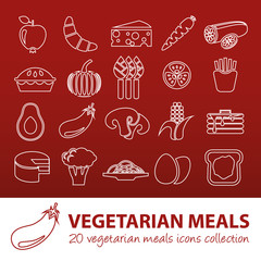 vegetarian meals outline icons