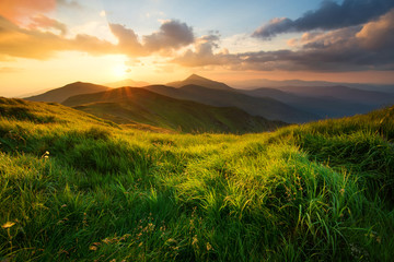 High mountain in morning time. Beautiful natural landscape